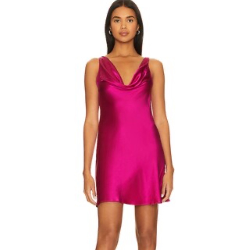 Amanda Uprichard Mirai Mini Dress in Magenta